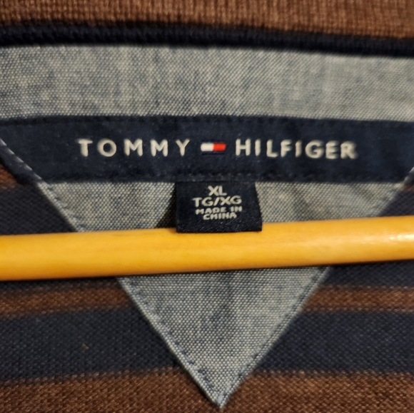 Vintage Tommy Hilfiger Brown With Blue Stipes Cardigan - Picture 7 of 7